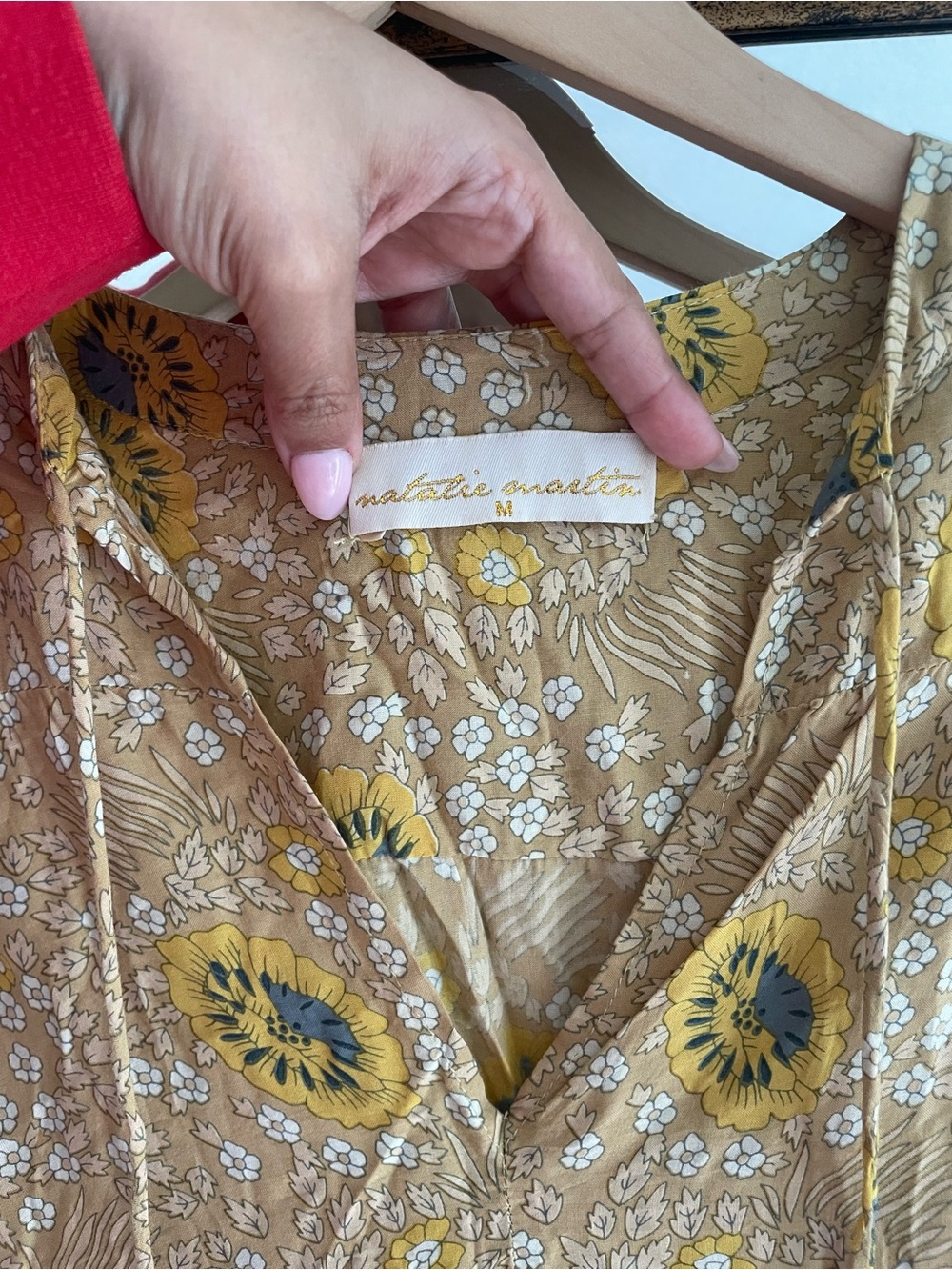 Natalie Martin Mustard Floral V-Neck Peasant Blouse - Picture 5 of 8
